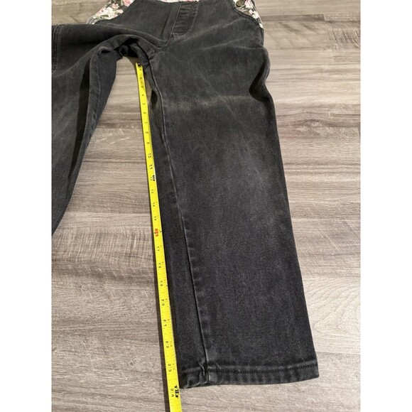 Vintage 80s Not Guilty Girls Floral Black Overalls Pants S/M READ MORE - Picture 9 of 11